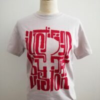 Justified T-shirt (purple on icegray)