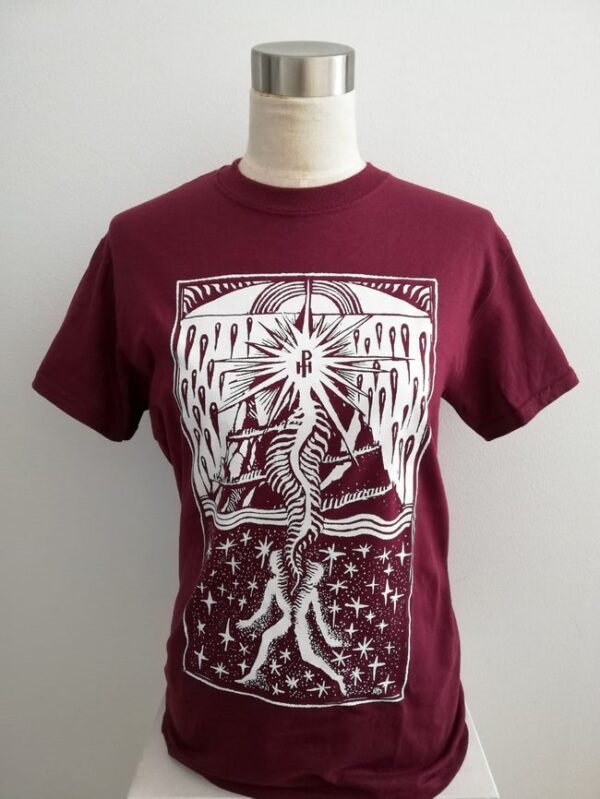 Osiris T-shirt (white on maroon)